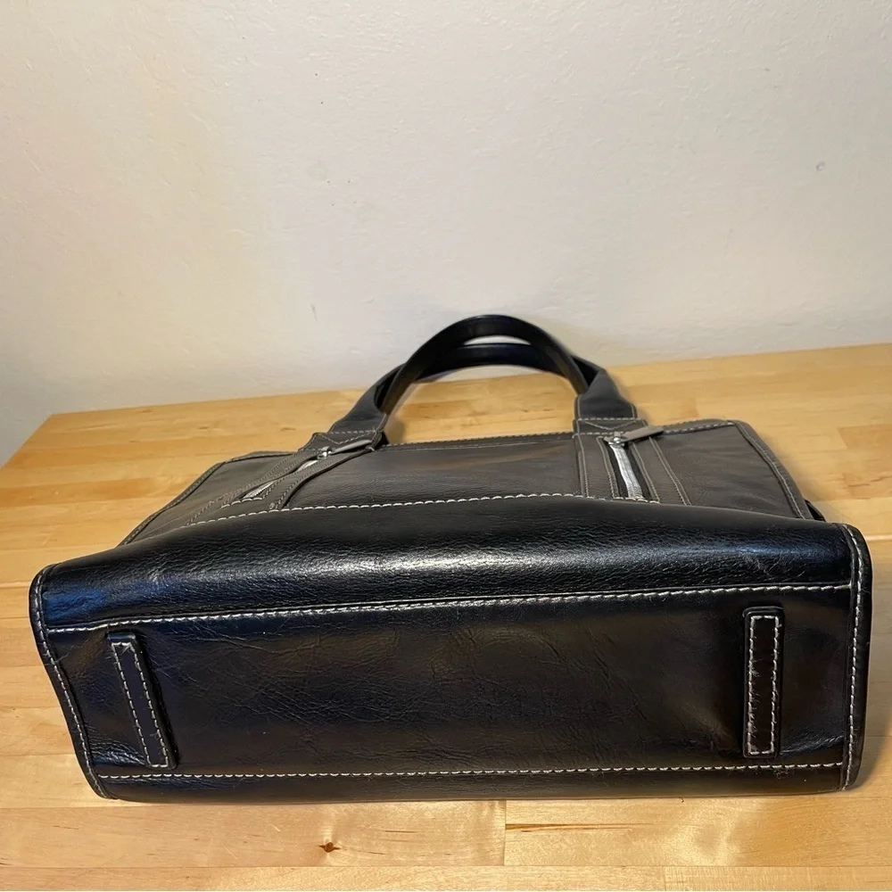 MICHAEL Michael Kors Black Leather Satchel Double Handle Zip Pocket Shoulder Bag